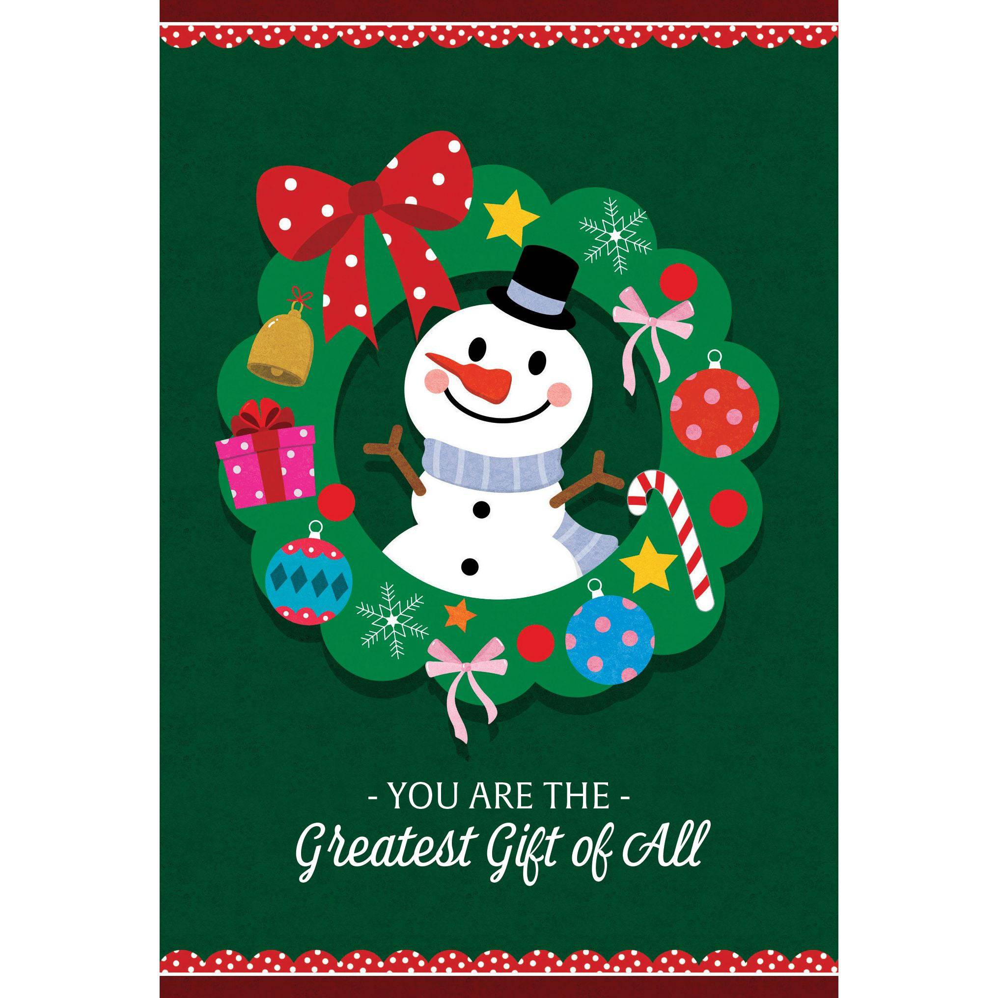 Seasonal snowman wreath Christmas card featuring a festive snowman design, perfect for holiday greetings from Pictura.
